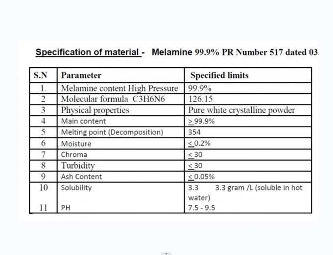 Pó branco da resina de melamina 99,8% de MSDS para utensílios de mesa 0