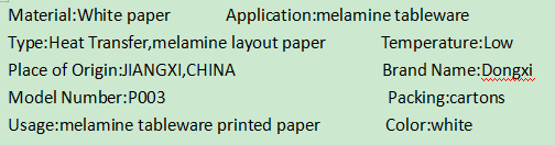 Estilo personalizado de papel do decalque branco da impressão dos utensílios de mesa da melamina 0