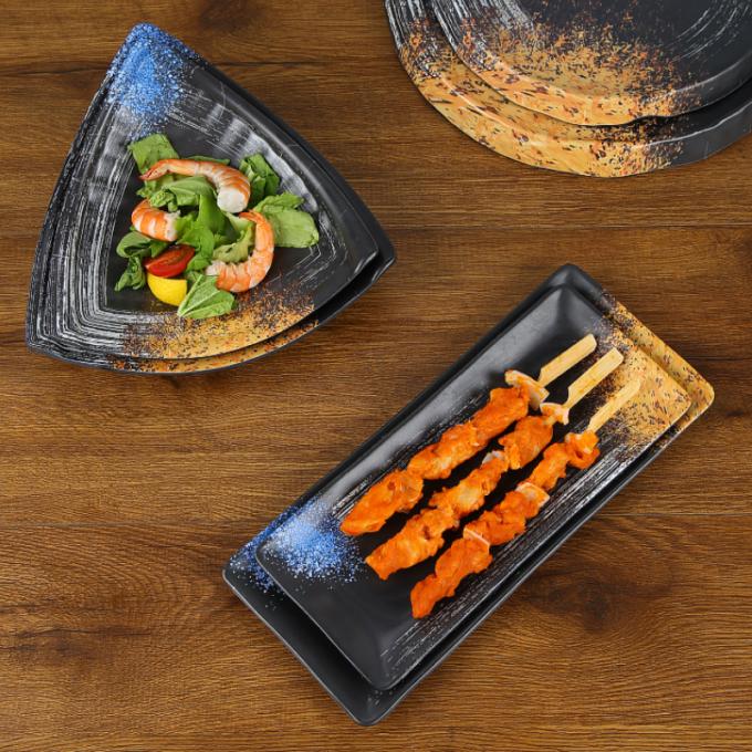 A melamina quente do retângulo do restaurante do potenciômetro chapeia para o prato da almôndega do sushi do petisco da bola de peixes 1