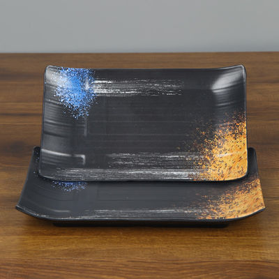 Bom preço. Fundo brilhante fosco por dentro 100% melamina empilhável retangular bandeja de carne fácil de lavar on-line