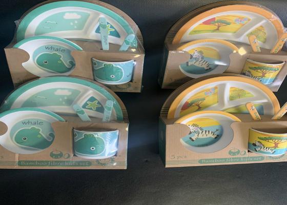 Bom preço. Grupo de bambu dos utensílios de mesa das crianças da louça da fibra da melamina on-line
