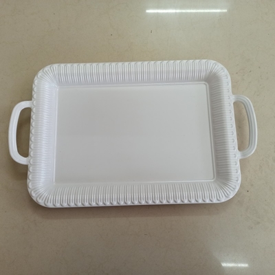 Bom preço. Melamina branca inquebrável Tray With Handles do retângulo on-line
