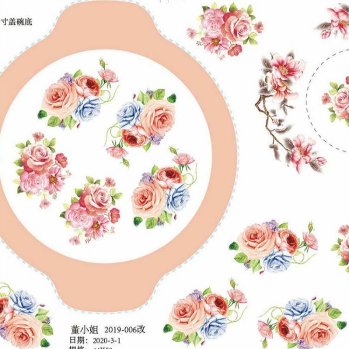 China Copo de cerâmica de transferência de água Impressão de papel decal para placas de melamina 1