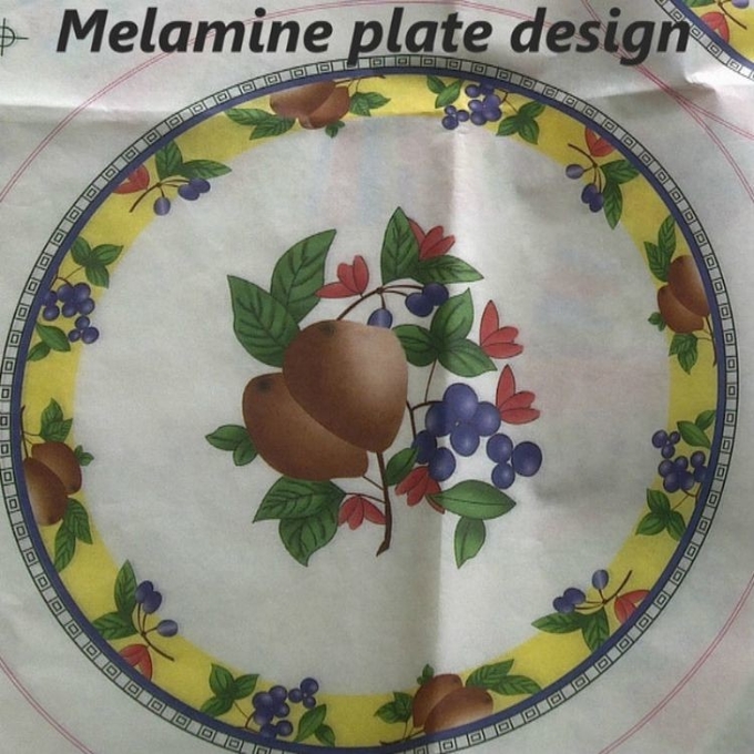 Estilo personalizado de papel do decalque branco da impressão dos utensílios de mesa da melamina 3